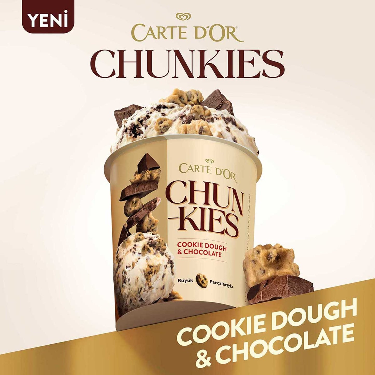 Carte d'Or Chunkies Cookie Dough & Çikolata, Vanilyalı Dondurma 430 Ml
