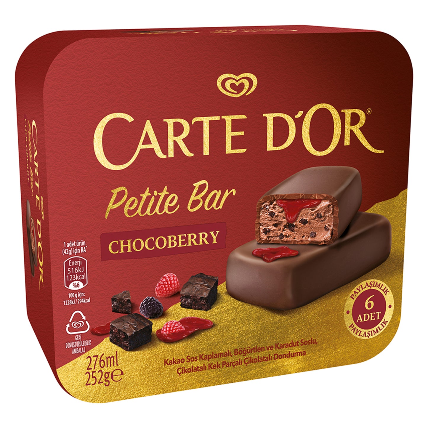 Carte D'or Petite Bar Chocoberry 6'lı 276 Ml