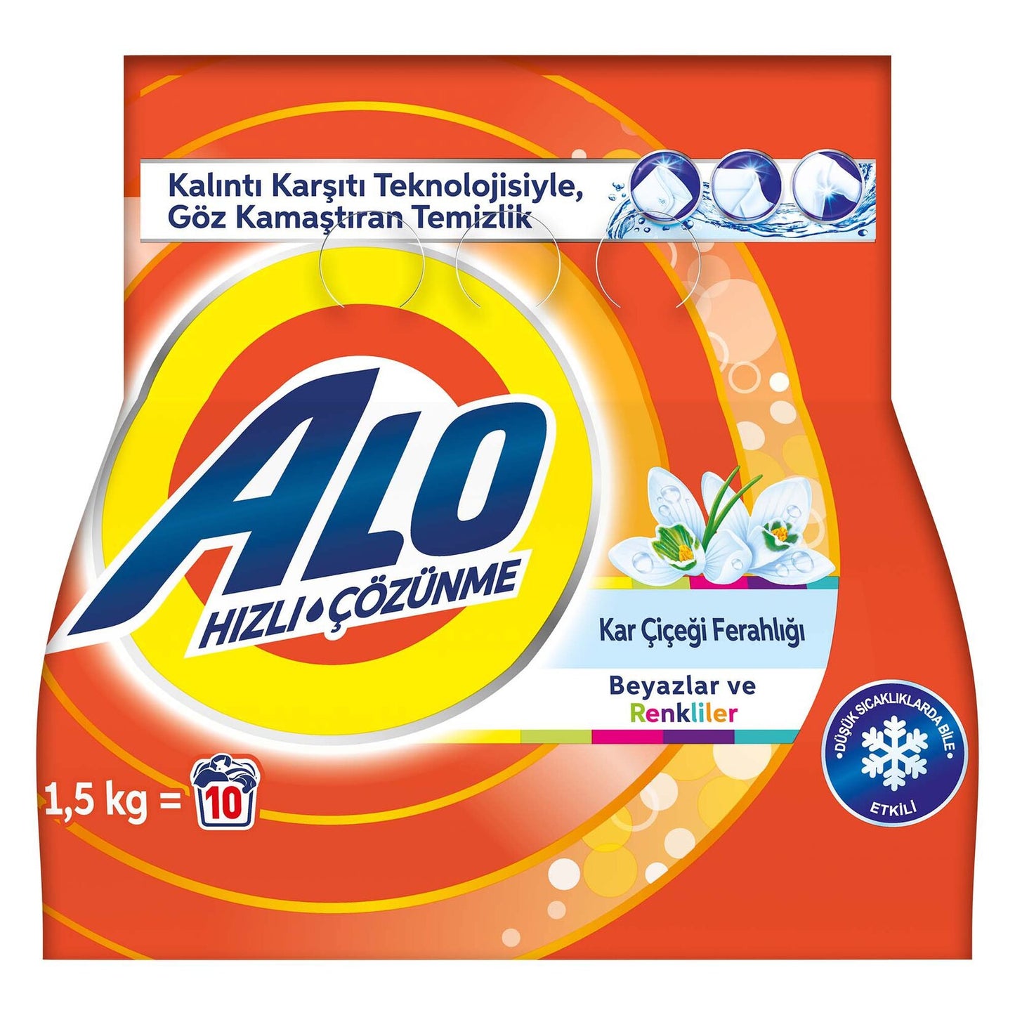 Alo Kar Çiçeği Ferahlığı Beyazlar ve Renkliler Aquapudra Toz Deterjan 1,5 Kg
