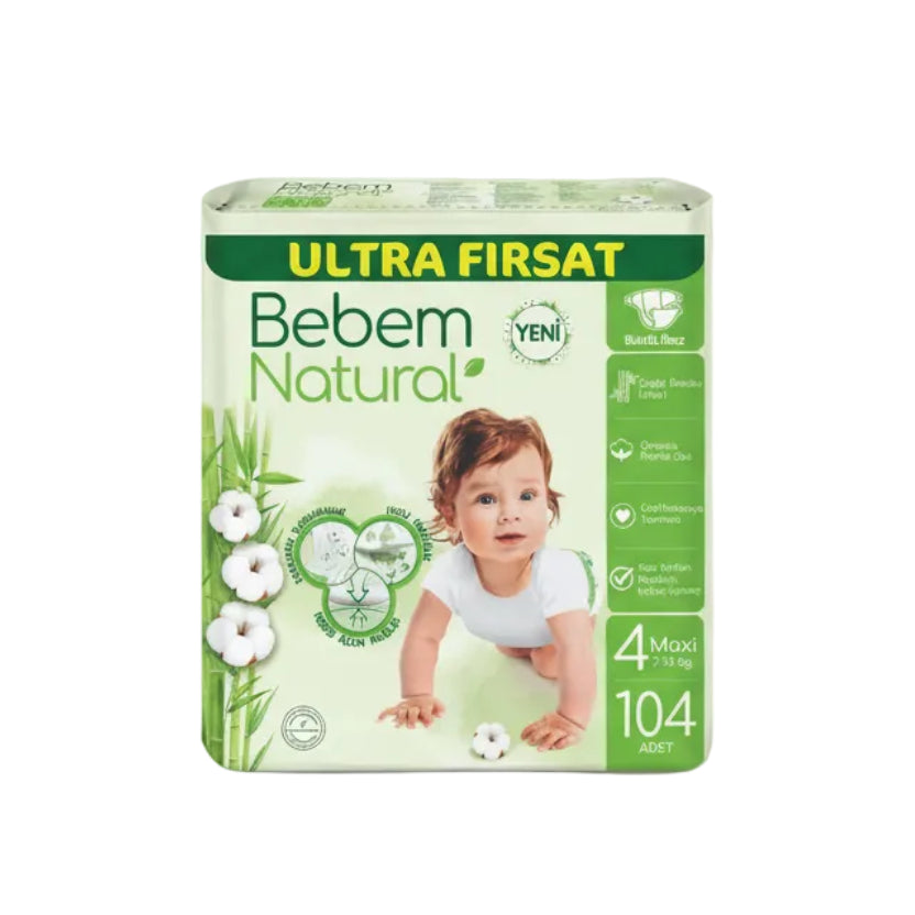 Bebem Natural 4 numara Maxi 104 adet Bebek Bezi