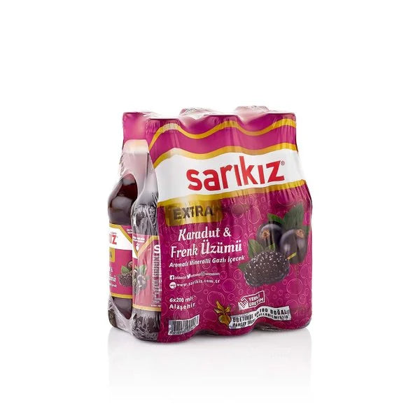 Sarıkız Karadut-Frenk Üzümü Aromalı Maden Suyu 6 x 200 ml
