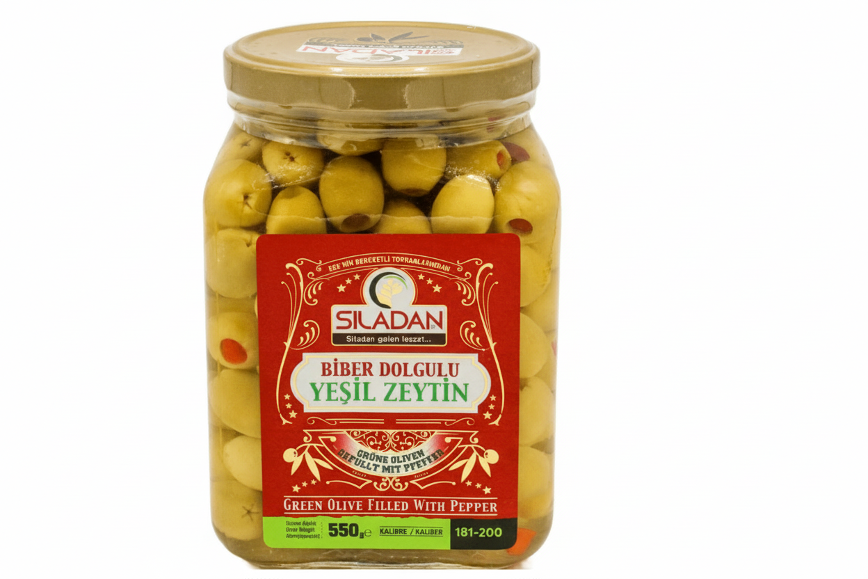 Sıladan Biber Dolgulu Yeşil Zeytin 550 G
