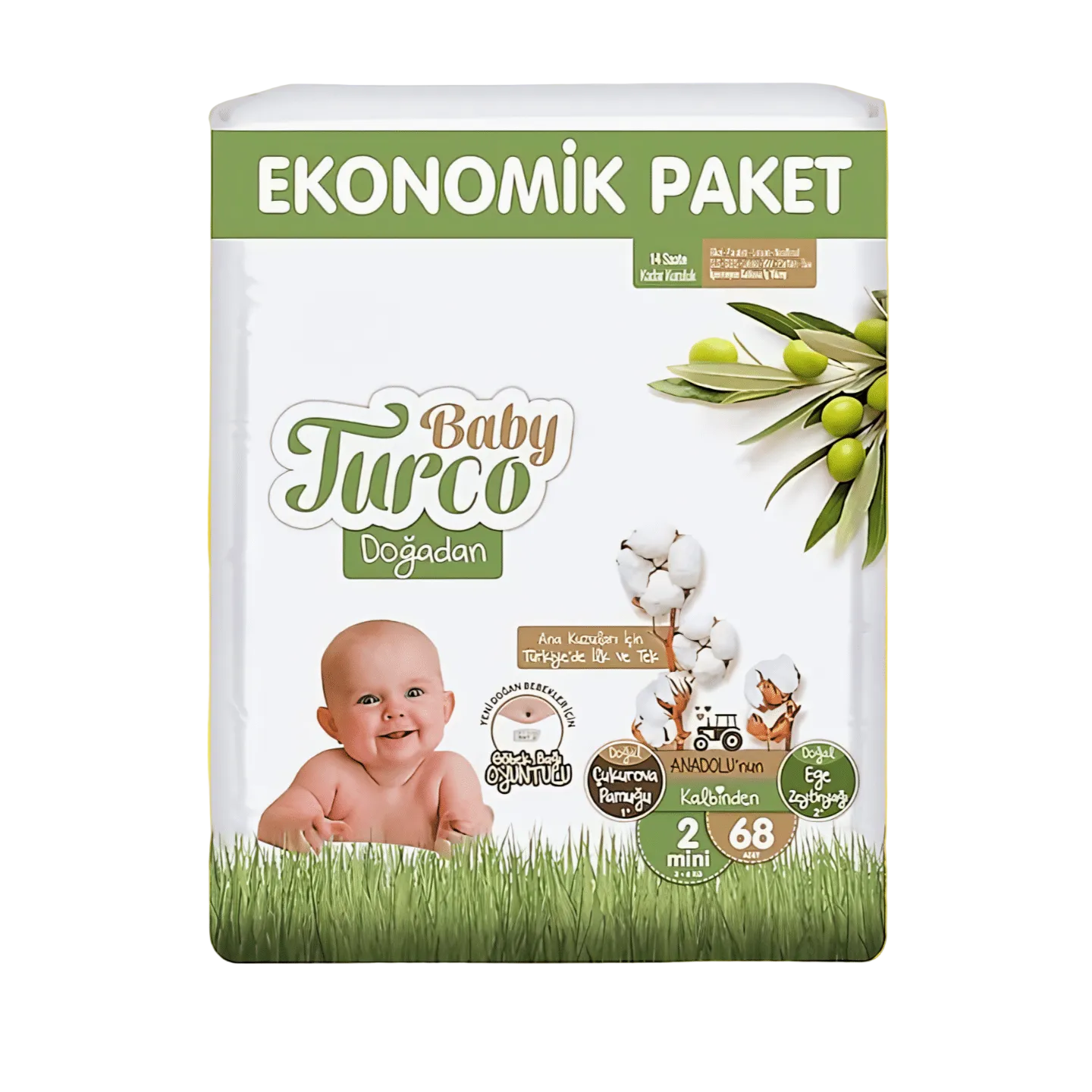 Baby Turco Doğadan 2 Numara Mini 68'li Bebek Bezi
