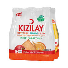 Kızılay Portakal-Bisküvi-Elma Aromalı Maden Suyu 6 x 200 ml