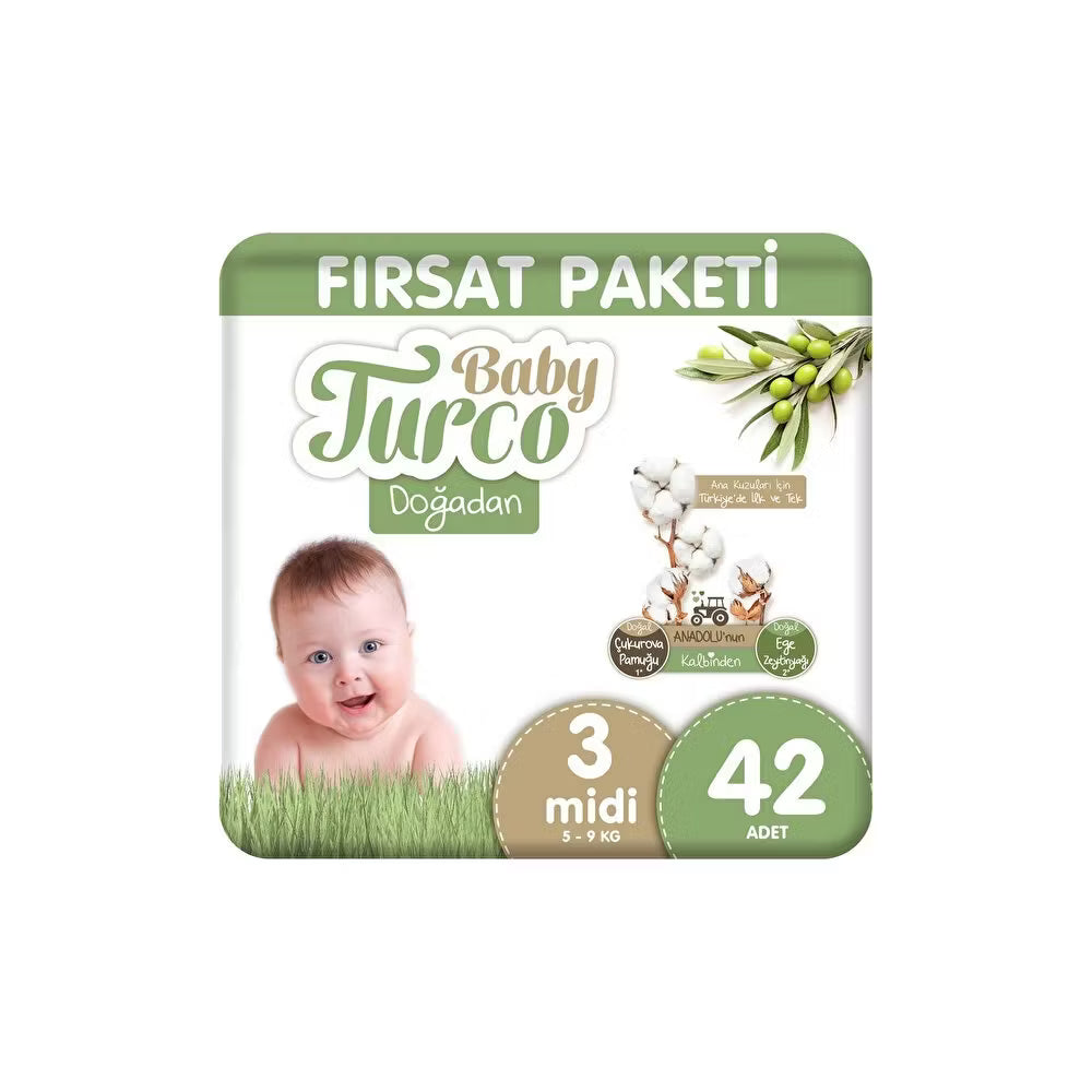 Baby Turco Doğadan No:3 Midi 42 Adet Bebek Bezi