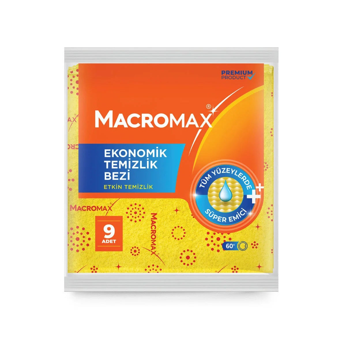 Macromax Ekonomik Temizlik Bezi Süper Emici Mutfak Yüzey Bezi 9'li