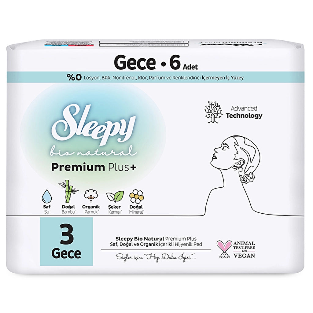 Sleepy Bio Natural 3 Gece Hijyenik Ped 6'lı