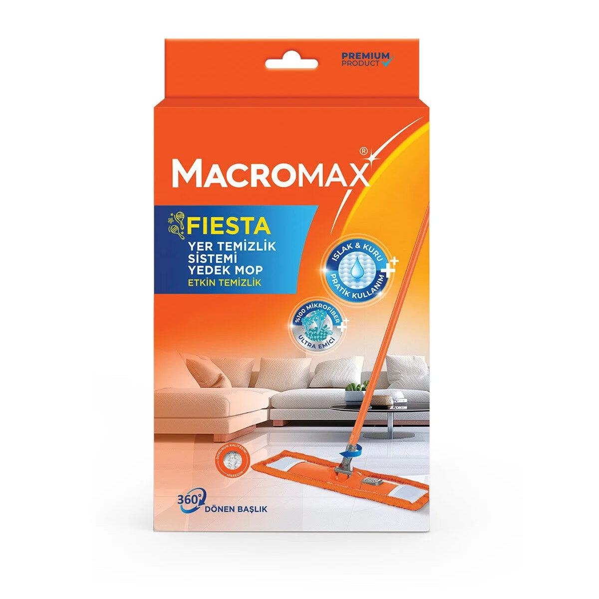 Macromax Fiesta Yer Temizlik Sistemi Yedek Mop Başlık Mikrofiber