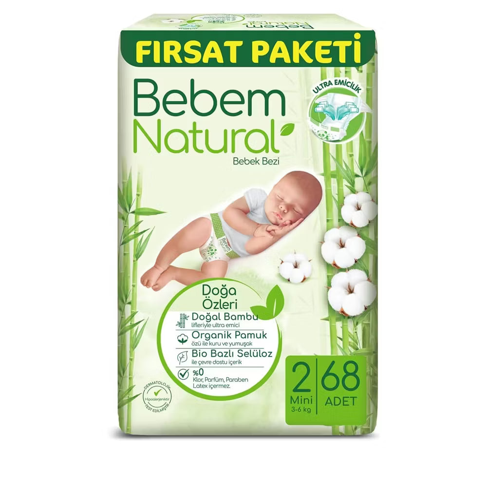 Bebem Natural No:2 Mini 68 Adet Bebek Bezi