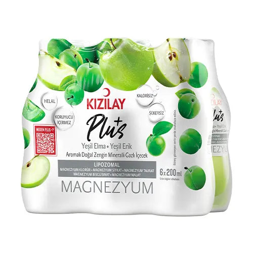 Kızılay Plus Yeşil Elma Yeşil Erik - Magnezyum 6 x 200 ml
