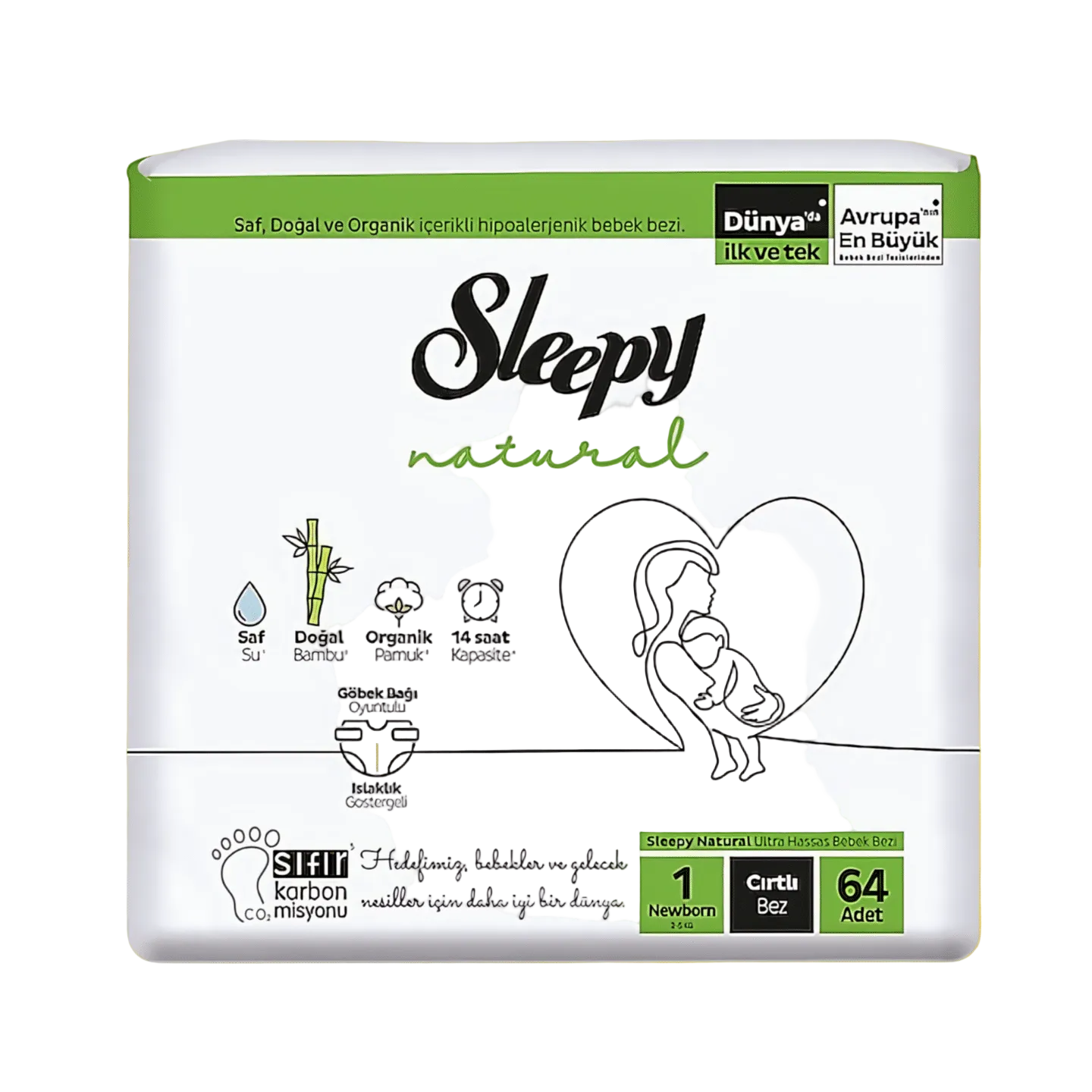 Sleepy Natural No:1 Yenidoğan 64 Adet Bebek Bezi