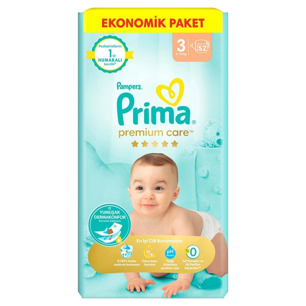 Prima Premium Care Bebek Bezi 3 Numara 52 Adet