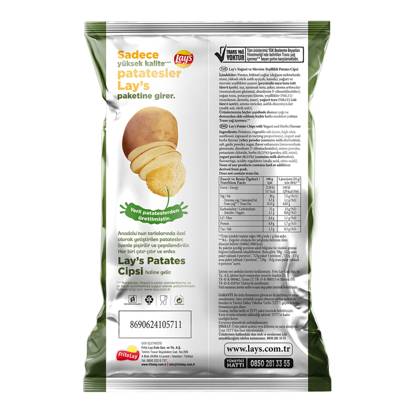 Lay’s Yoğurt & Mevsim Yeşillikleri Süper Boy 105 G