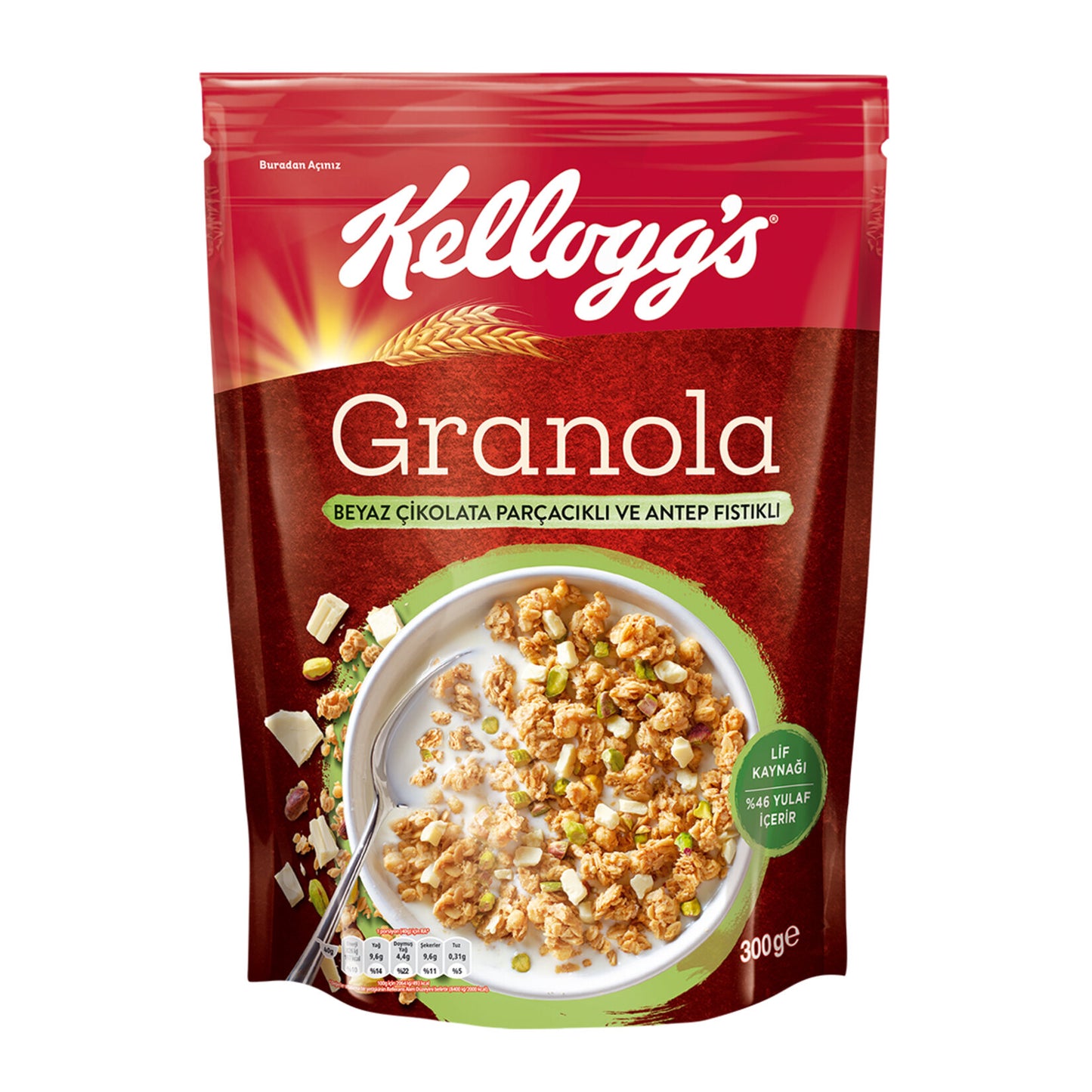 Kelloggs Granola Beyaz Çikolatalı Antep Fıstıklı 300 G