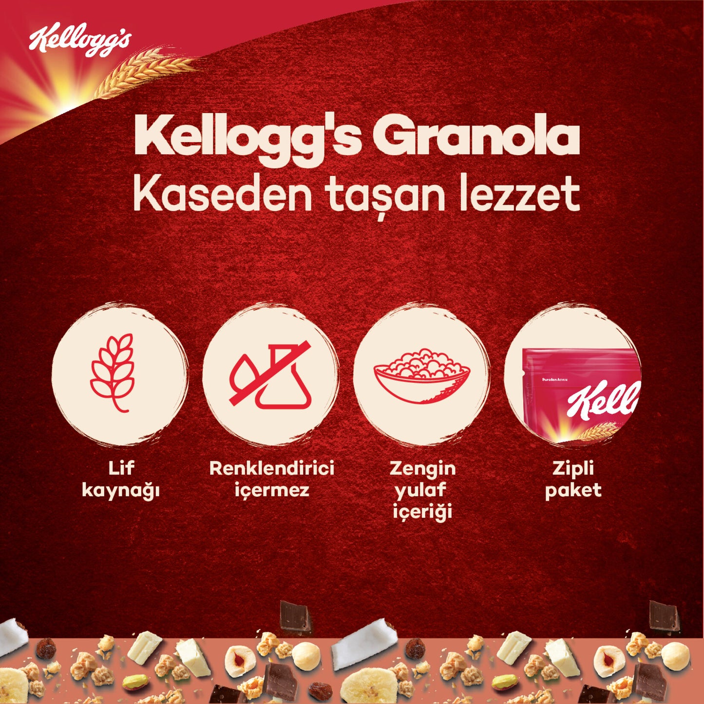 Kellogg's Granola Çikolata Parçacıklı Ve Fındıklı 340 G