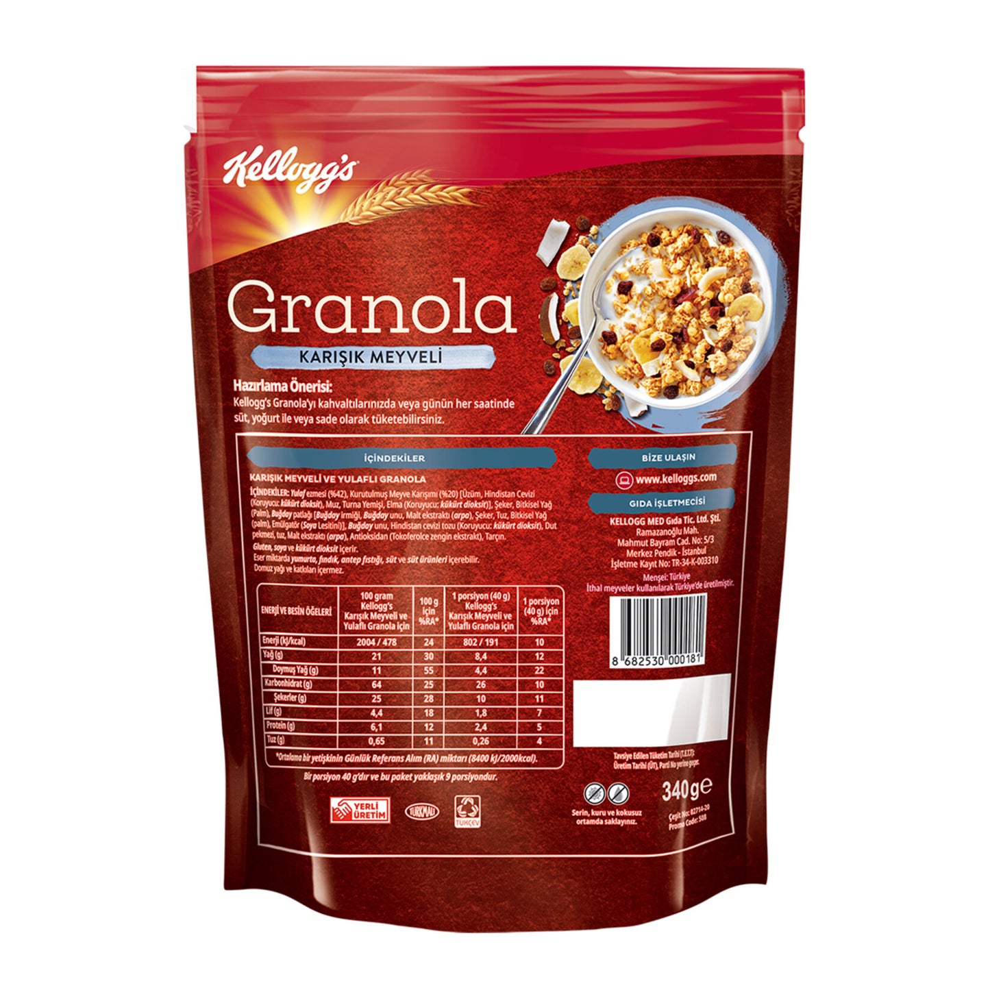 Kellogg's Granola Karışık Meyveli 340 G