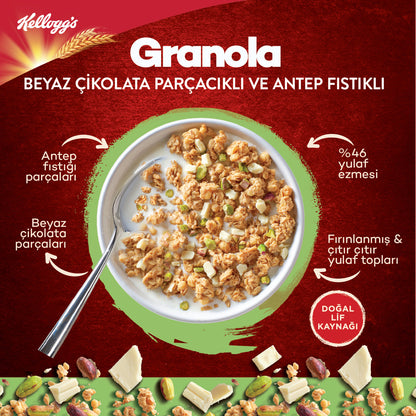 Kelloggs Granola Beyaz Çikolatalı Antep Fıstıklı 300 G
