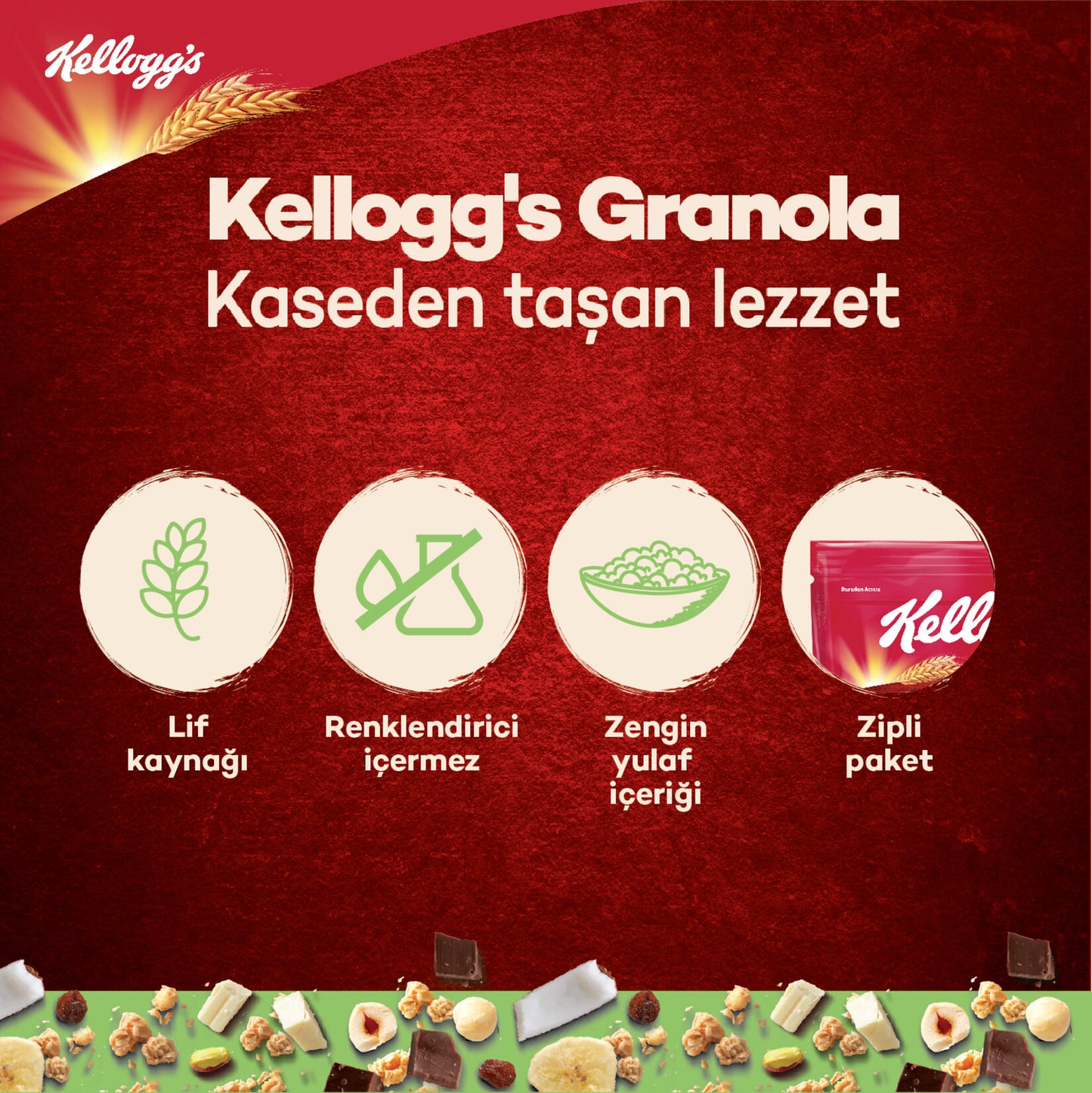 Kelloggs Granola Beyaz Çikolatalı Antep Fıstıklı 300 G