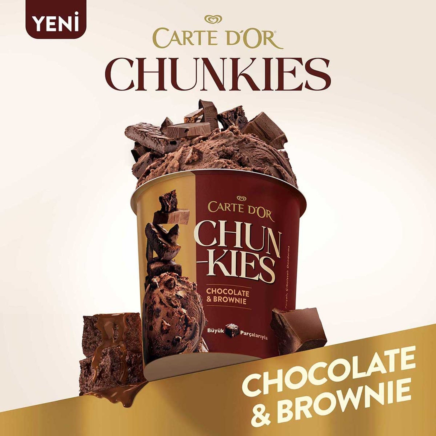Carte d'Or Chunkies Brownie & Çikolata, Çikolatalı Dondurma 430 Ml