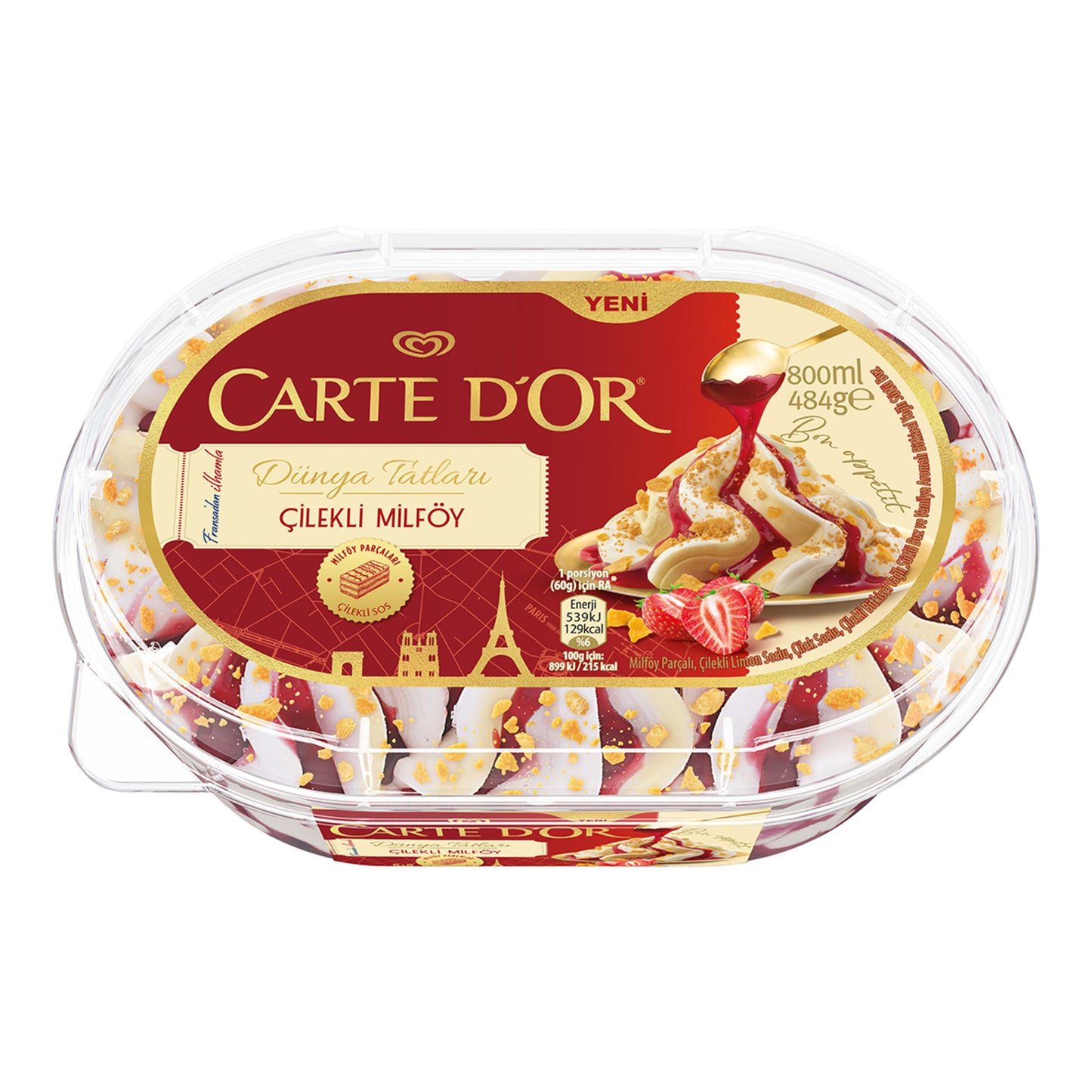 Carte d'Or Dünya Tatlıları Çilekli Milföy 800 Ml