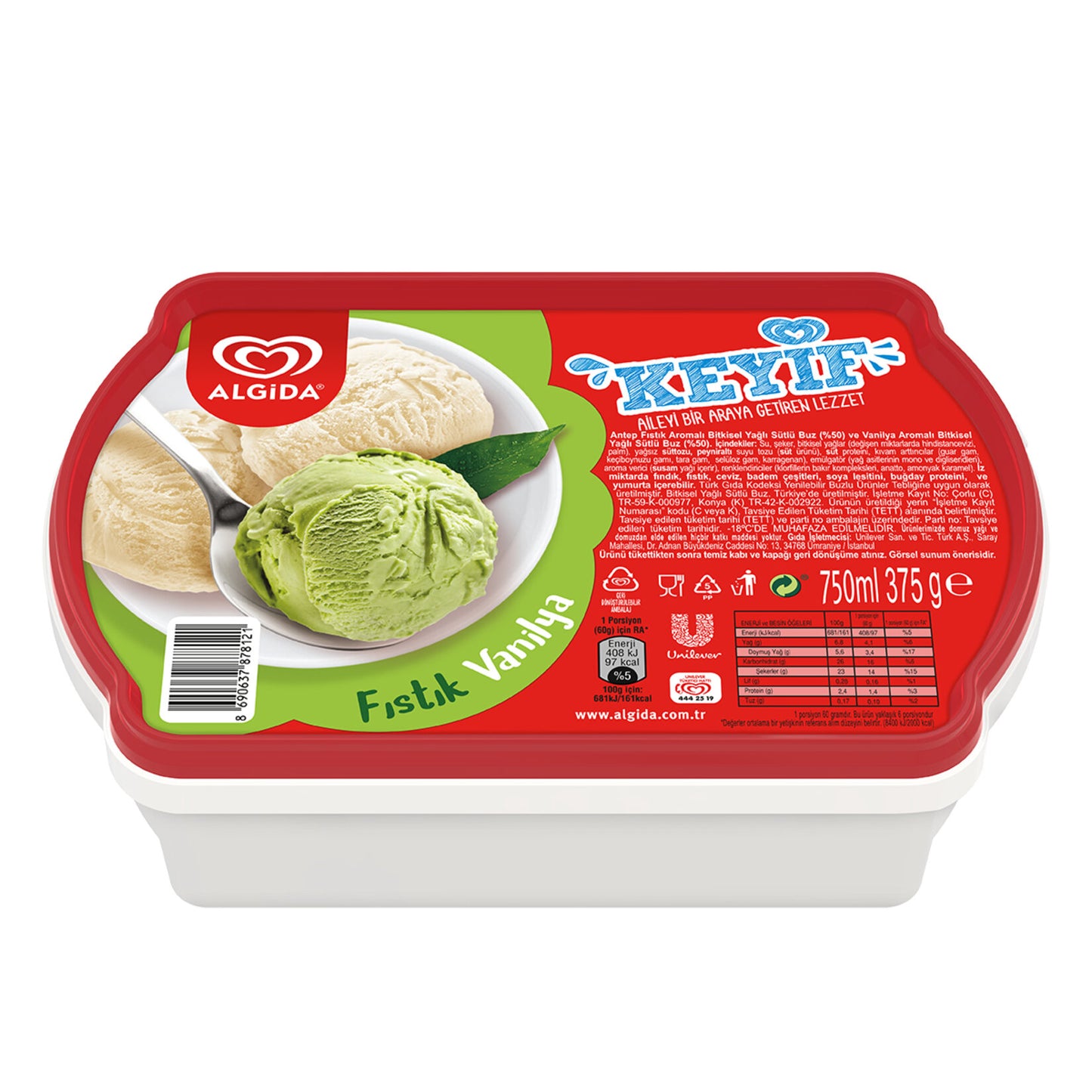 Algida Keyif Antep Fıstığı - Vanilya 750 Ml