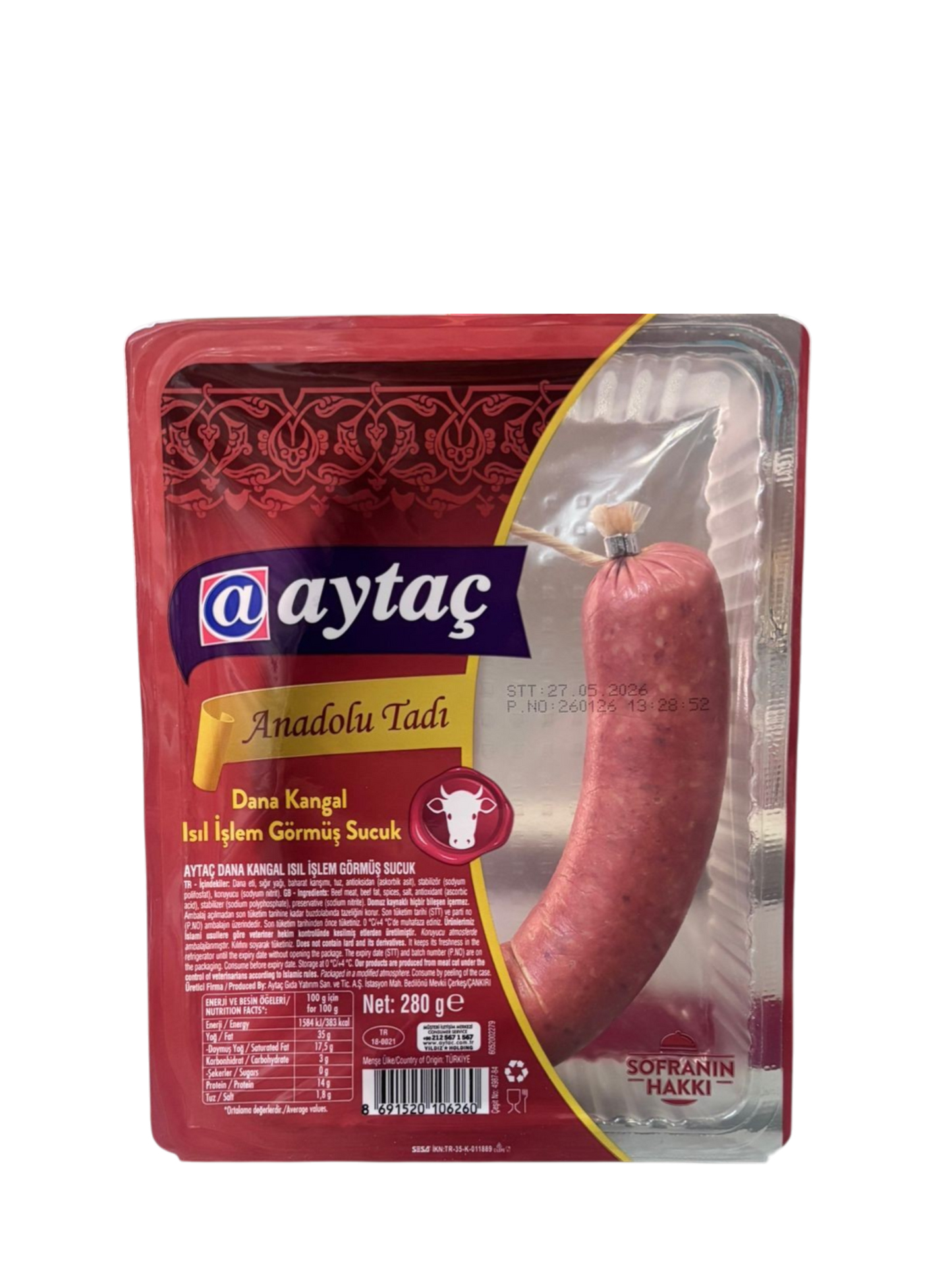 Aytaç Dana Kangal Sucuk Anadolu Tadında 280 G