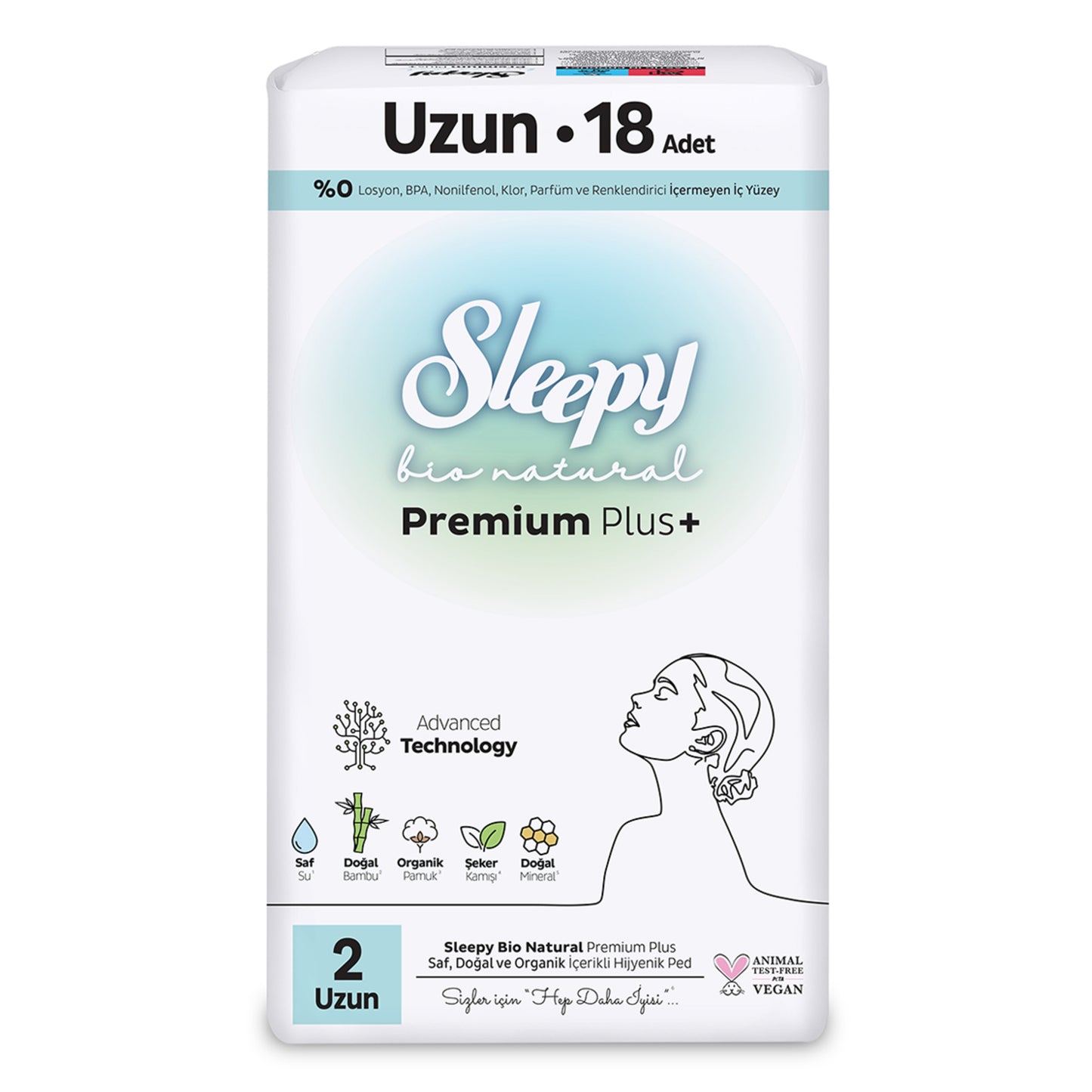 Sleepy Bio Süper Eco Uzun Hijyenik Ped 18'li