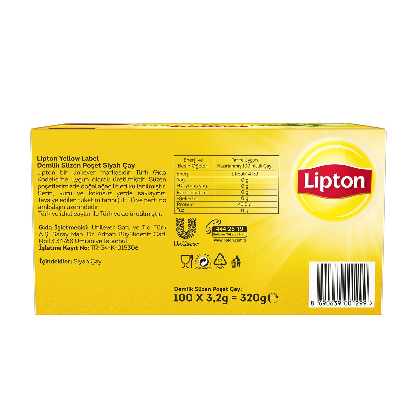 Lipton Demlik Poşet Çay Yellow Label 100'lü