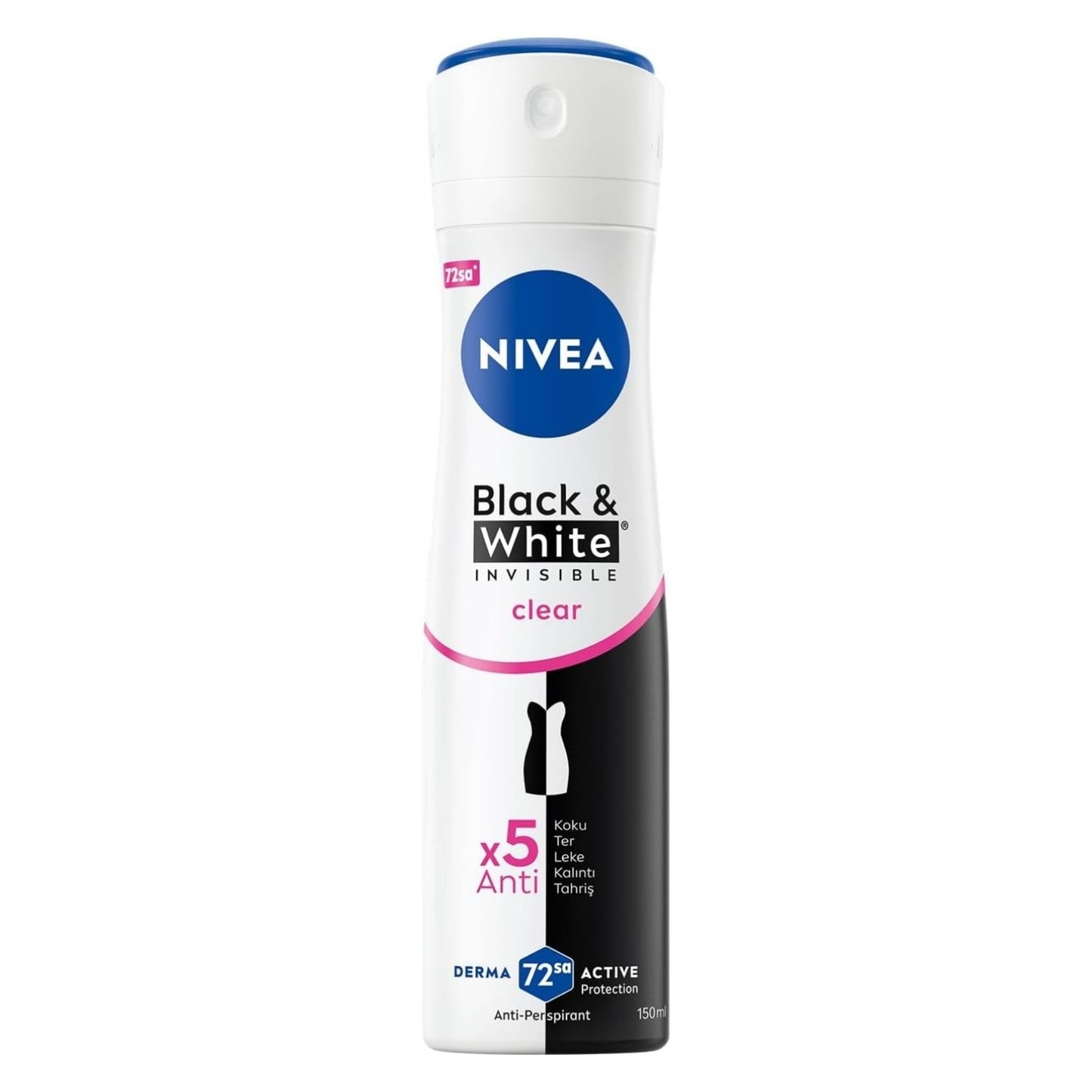 NIVEA Kadın Sprey Deodorant Black&White Clear 72 Saat Anti-perspirant 150ml