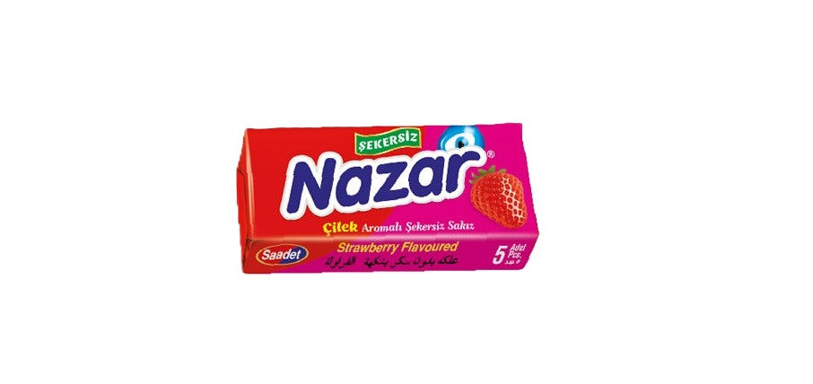 Nazar Çilek Aromalı Şekersiz Sakız 5'li