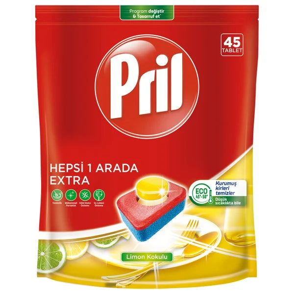 Pril Bulaşık Makinesi Deterjanı Hepsi Bir Arada Extra 45 Tablet