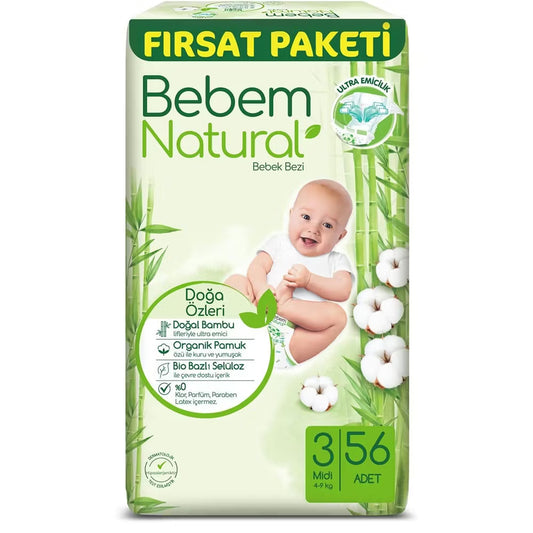 Bebem Natural No:3 Midi 56 Adet Bebek Bezi