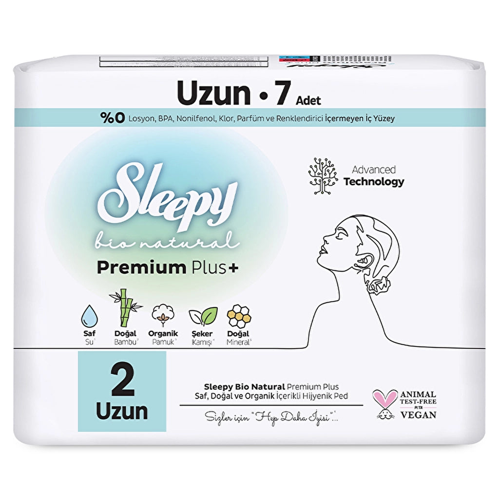 Sleepy Bio Natural 2 Uzun Hijyenik Ped 7'li