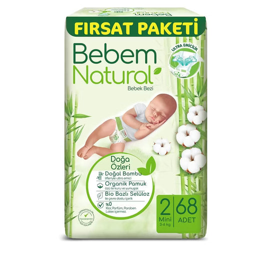 Bebem Natural No:2 Mini 68 Adet Bebek Bezi