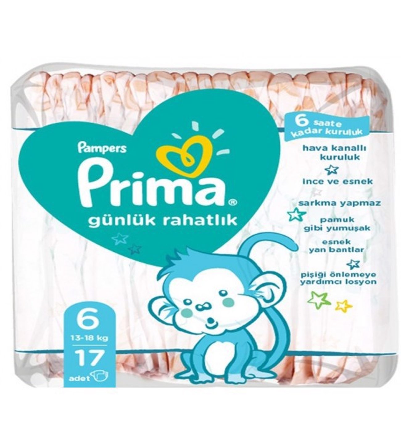 Prima Bebek Bezi Günlük Rahatlık 6 Beden 17 li