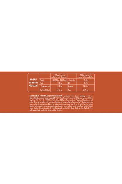 Filiz Tam Buğday Spagetti Makarna 350 G