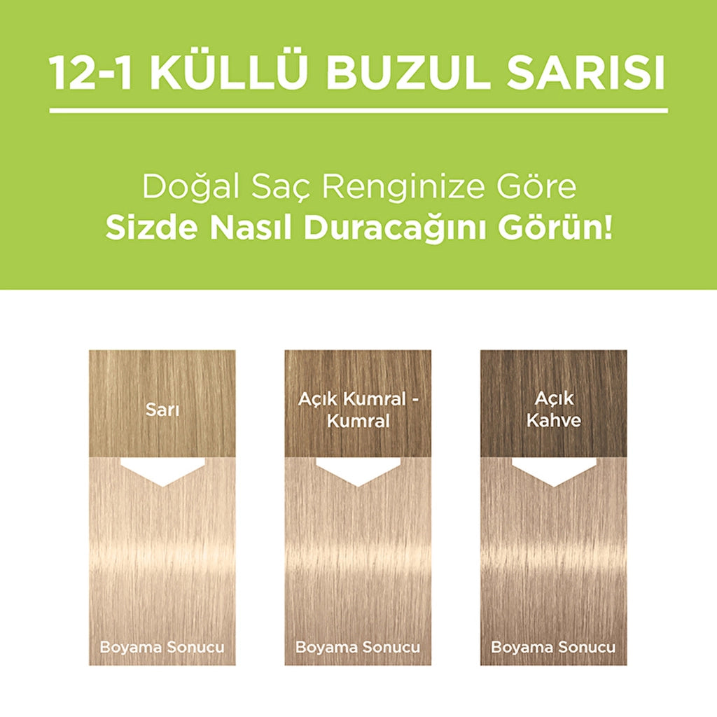Palette Kalıcı Doğal Renkler Saç Boyası 12-1 Küllü Buzul Sarısı 110 Ml